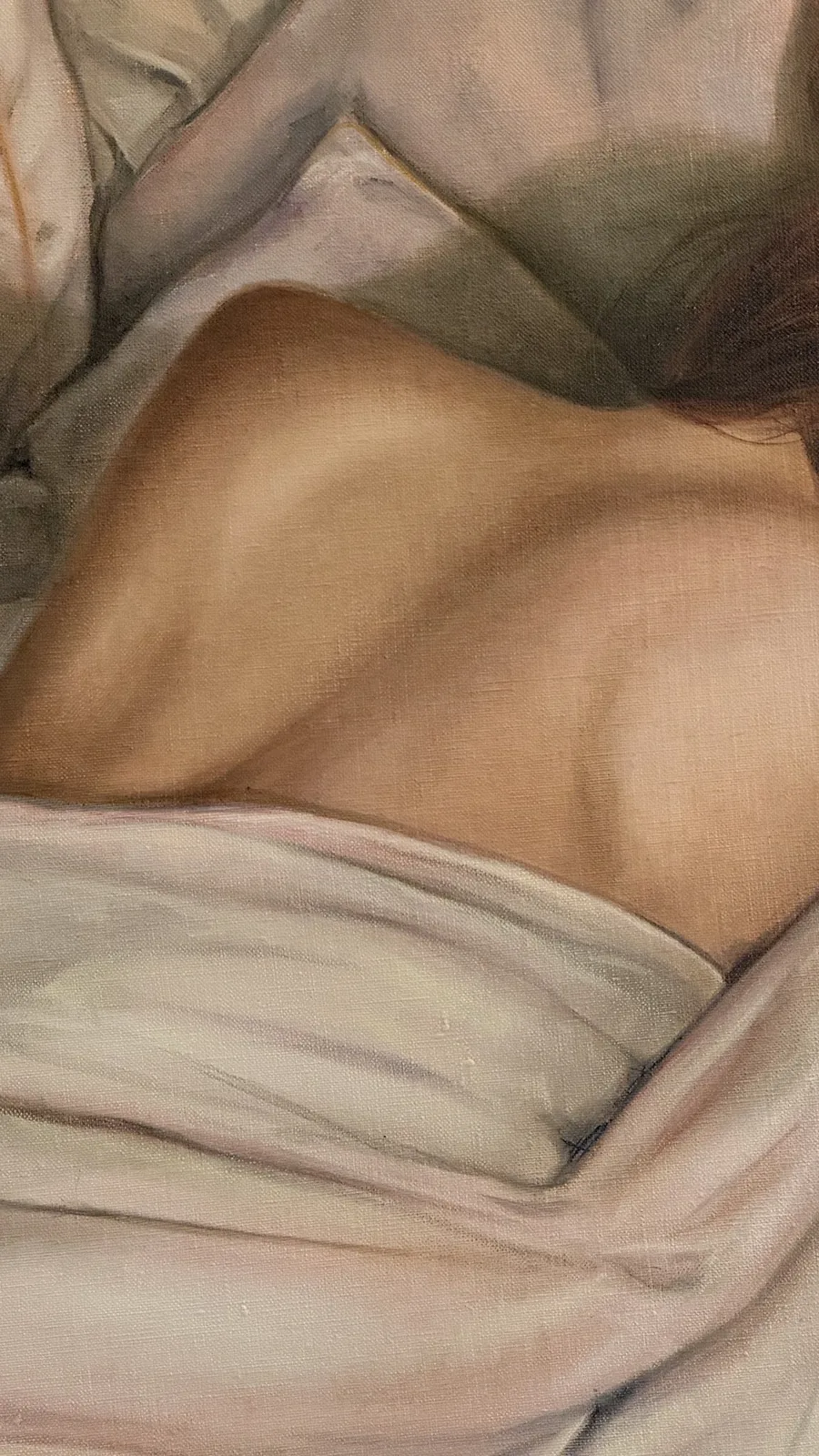 Detail: the bare back and the gathered sheet